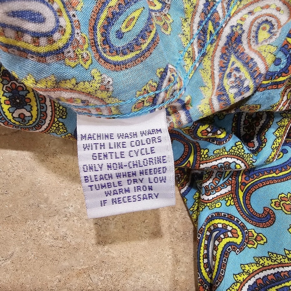 Men's Alan Flusser Blue Paisley Button Down Shirt Long Sleeve Size Large - Picture 6 of 7